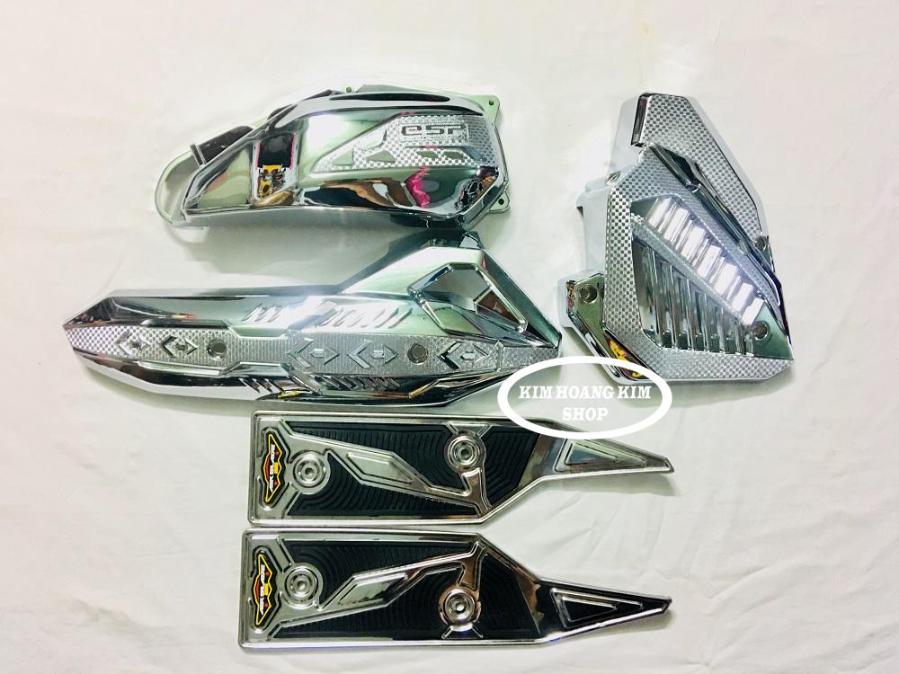 Combo Bộ 4 món Ốp Pô,Pô E,Két nước,Lót chân Xi Inox dành cho xe Airblade đời 20162019