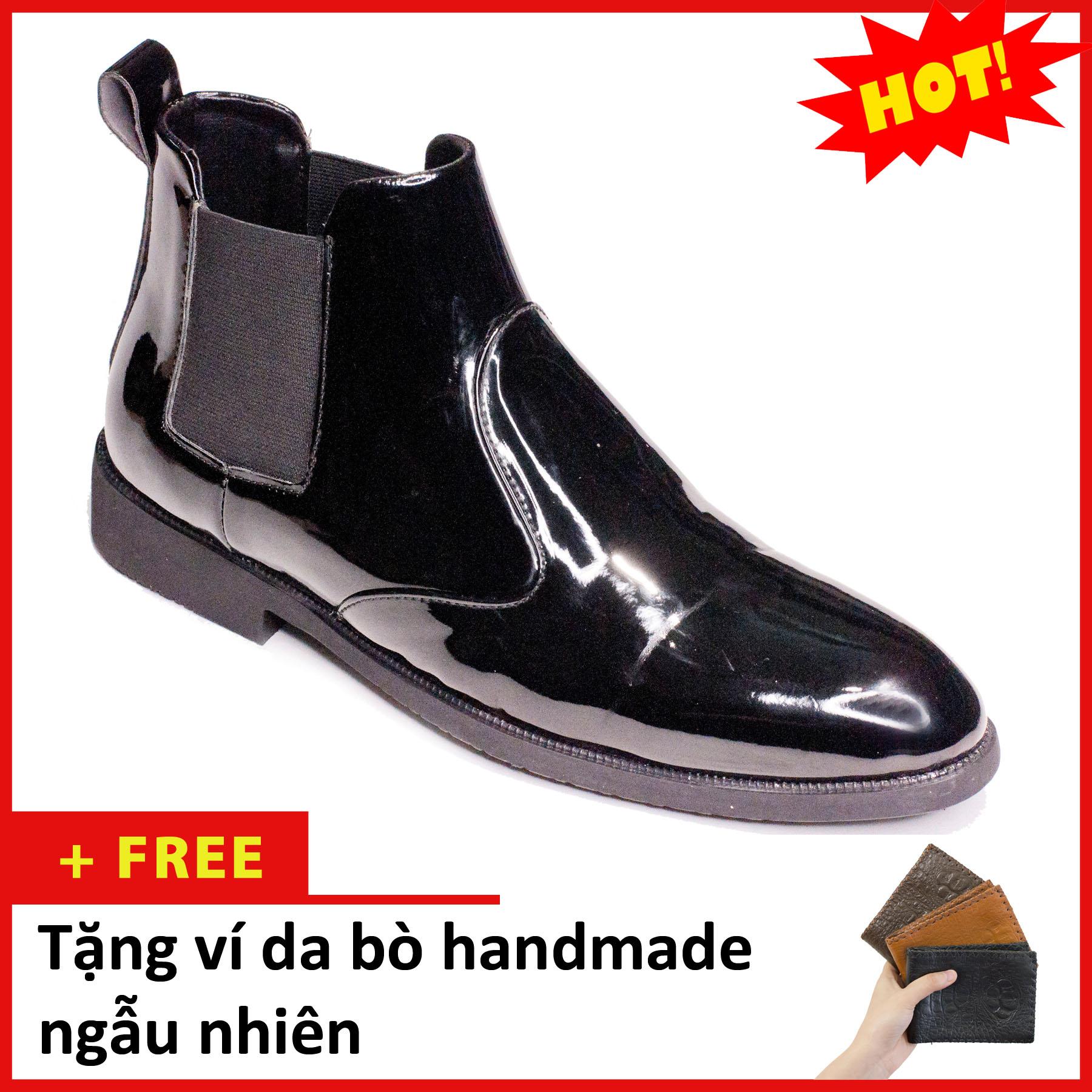 Giày Chelsea boot nam đẹp cổ chun da bóng CB520(V)