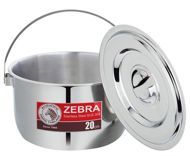 Nồi inox 304 20cm zebra Indian Thái Lan có quai xách, 1 đáy- gọn gàng, đa năng-170043