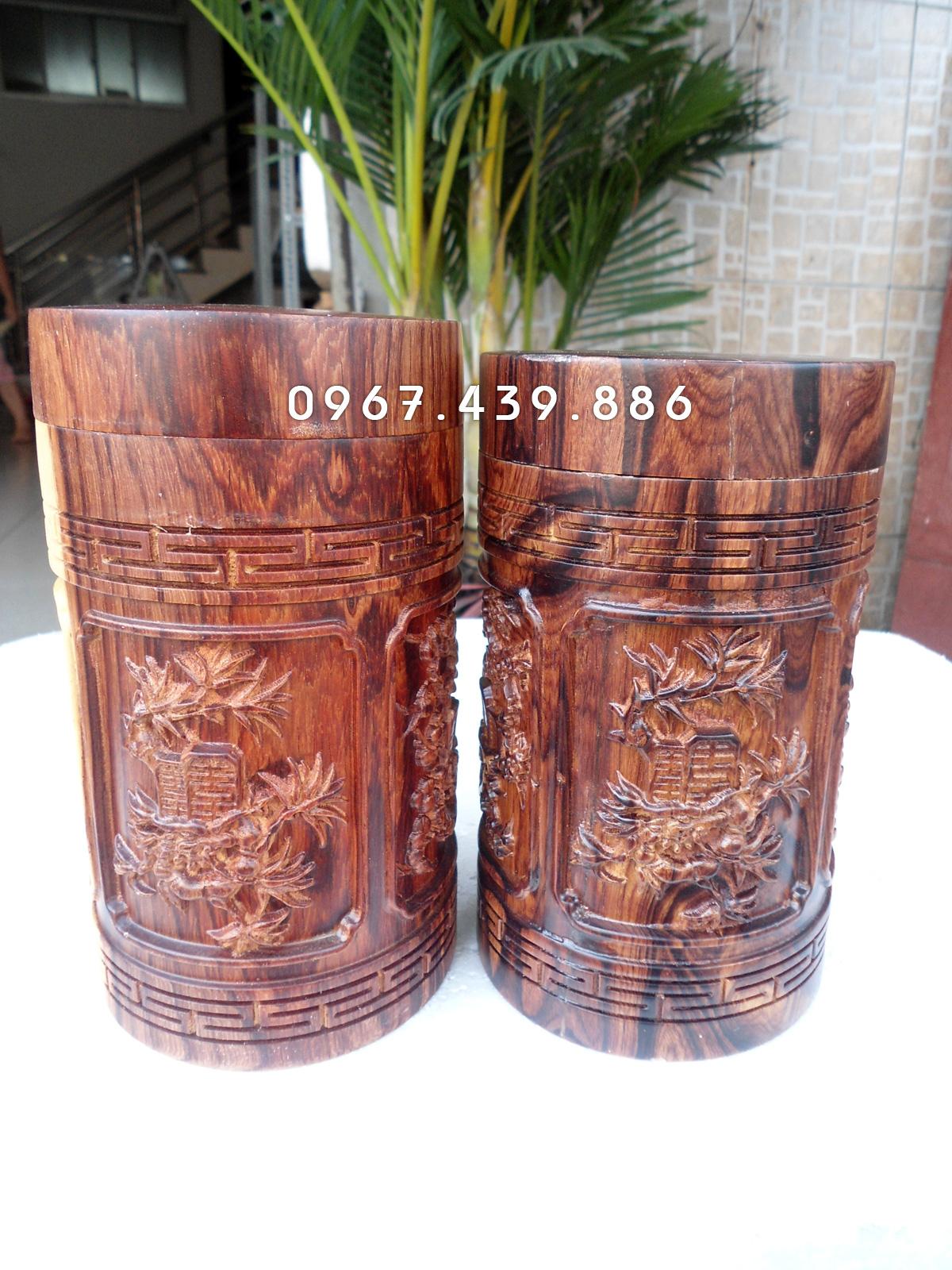 Hộp trà gỗ cẩm lai - Mẫu Tứ Quý