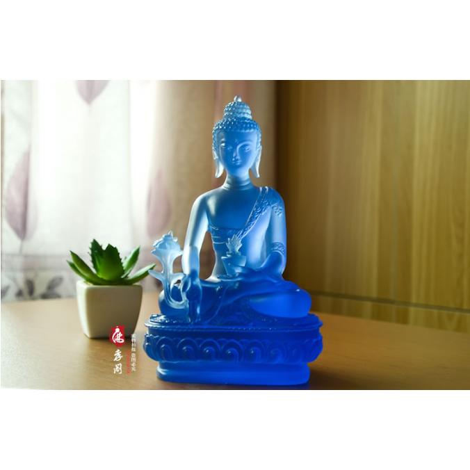 Tượng phật dược sư lưu ly xanh dương Cao 19.5cm