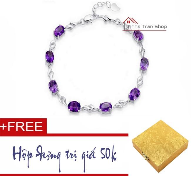 [HCM]Vòng tay đá thạch anh tím cao cấp HN35