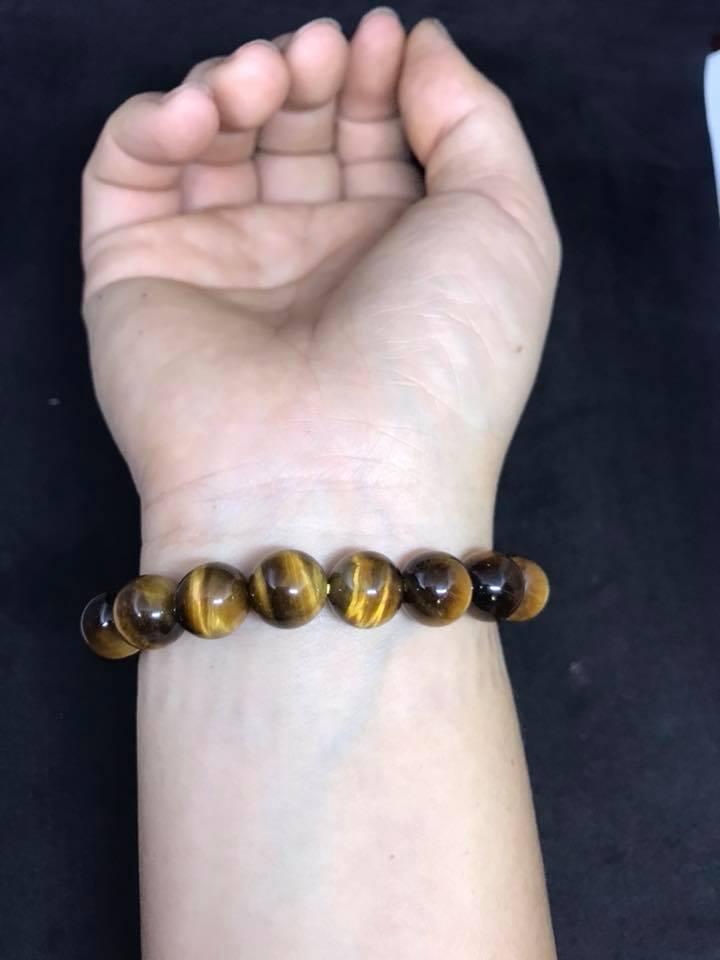 [HCM]VÒNG TAY ĐÁ MẮT HỔ VÀNG NÂU 10LY( TẶNG THÊM DÂY  VÀ HẠT KÈM THEO )