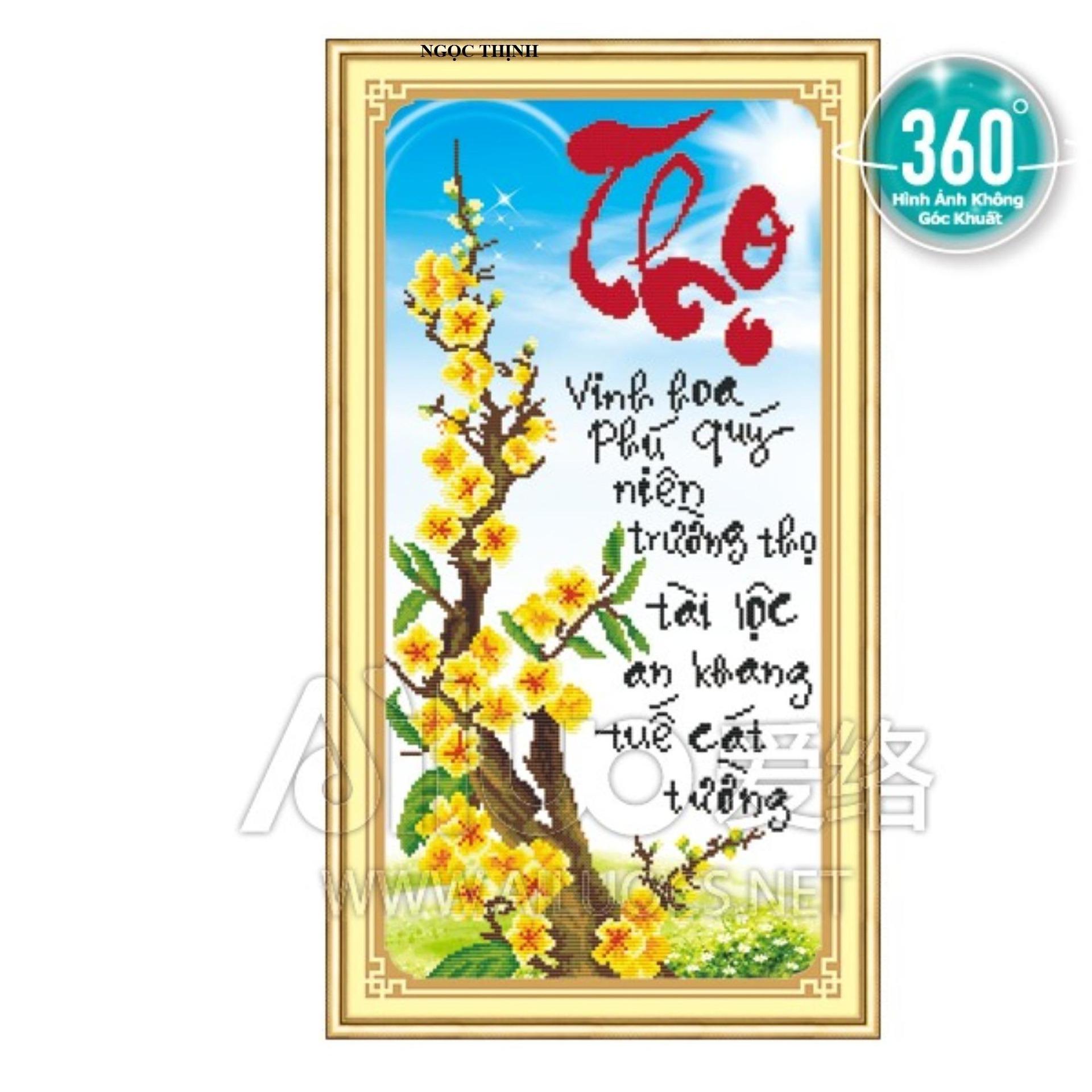 TRANH ĐÍNH ĐÁ CHỮ LỘC 77306 (Kích thước: 33X66cm CHƯA ĐÍNH)