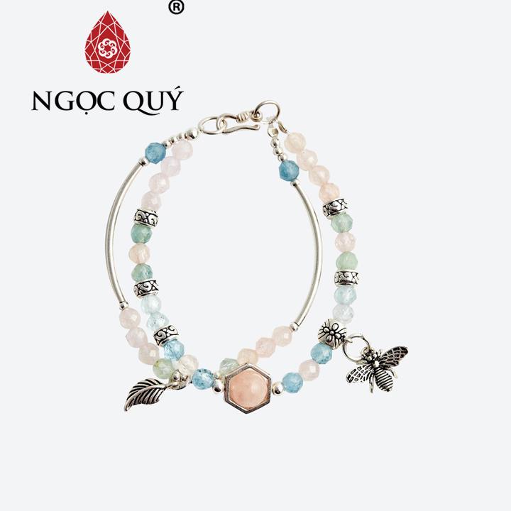 Vòng tay đôi đá beryl charm ong - Ngọc Quý Gemstones