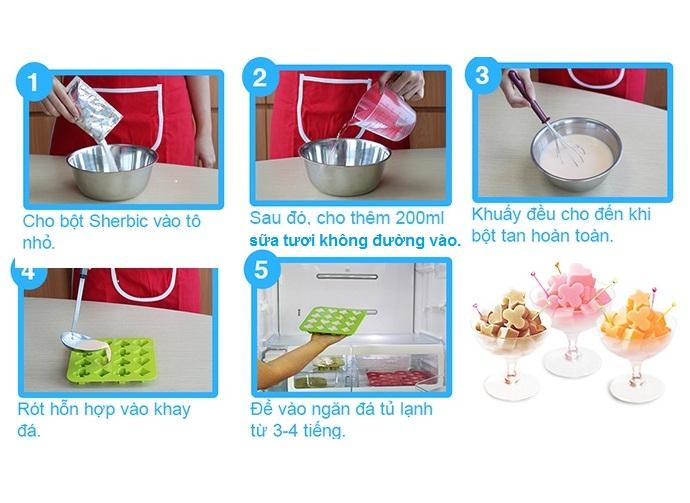 Bột làm KEM ĐÁ NHẬT BẢN SHERBIC - vị Socola Bạc Hà