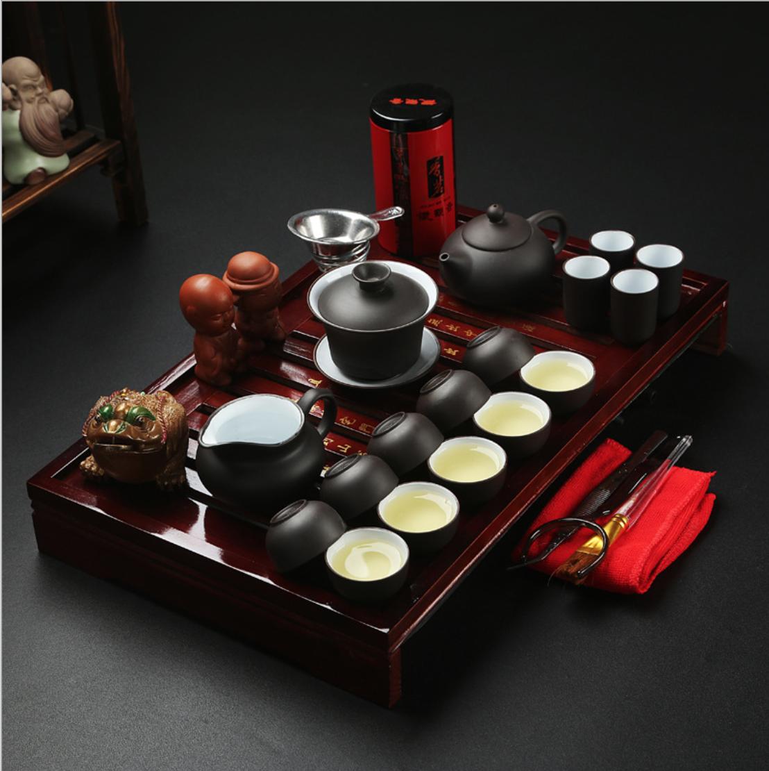 ấm trà Nhật Bản bằng sứ cách nhiệt khay gỗ 1 bộ như hình