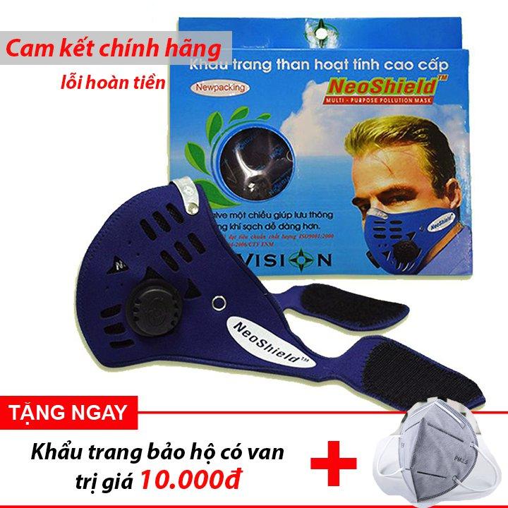 Neoshield Anti Pollution Face Mask With Activated Carbon Filter Inside And Breathing Valves - Free Gift N95 Anti Dust Mask