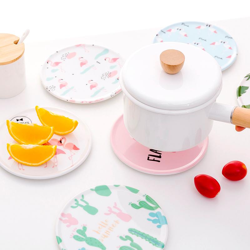 Hàn Quốc Hoạt Hình Hình Tròn MELAMINE Miếng Lót Cách Nhiệt Tấm Lót Bàn Ăn Lót Cốc Tấm Lót Bát Đĩa Đĩa Đĩa Đồ Gia Dụng Chống Nóng Cà Phê Lót Cốc