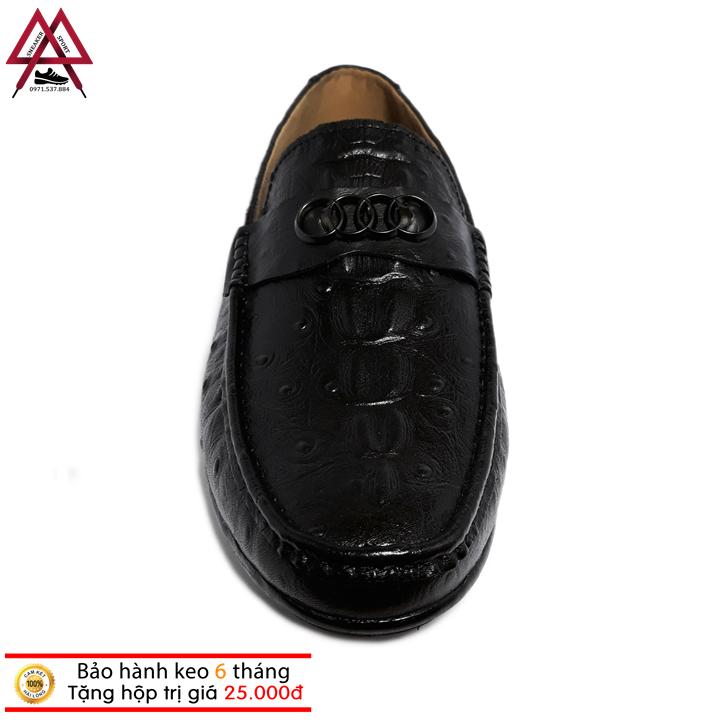 Giày Lười Nam Da Bò Vân Cá Sâu Cao Cấp - HS08