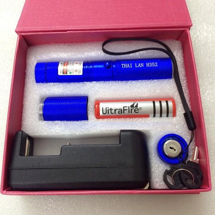 Đèn Pin Laser Xanh Lá H352 Cao Cấp Vỏ Xanh Dương