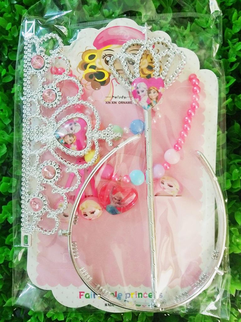 bộ phụ kiện bé gái công chúa elsa 7 món (màu hồng)