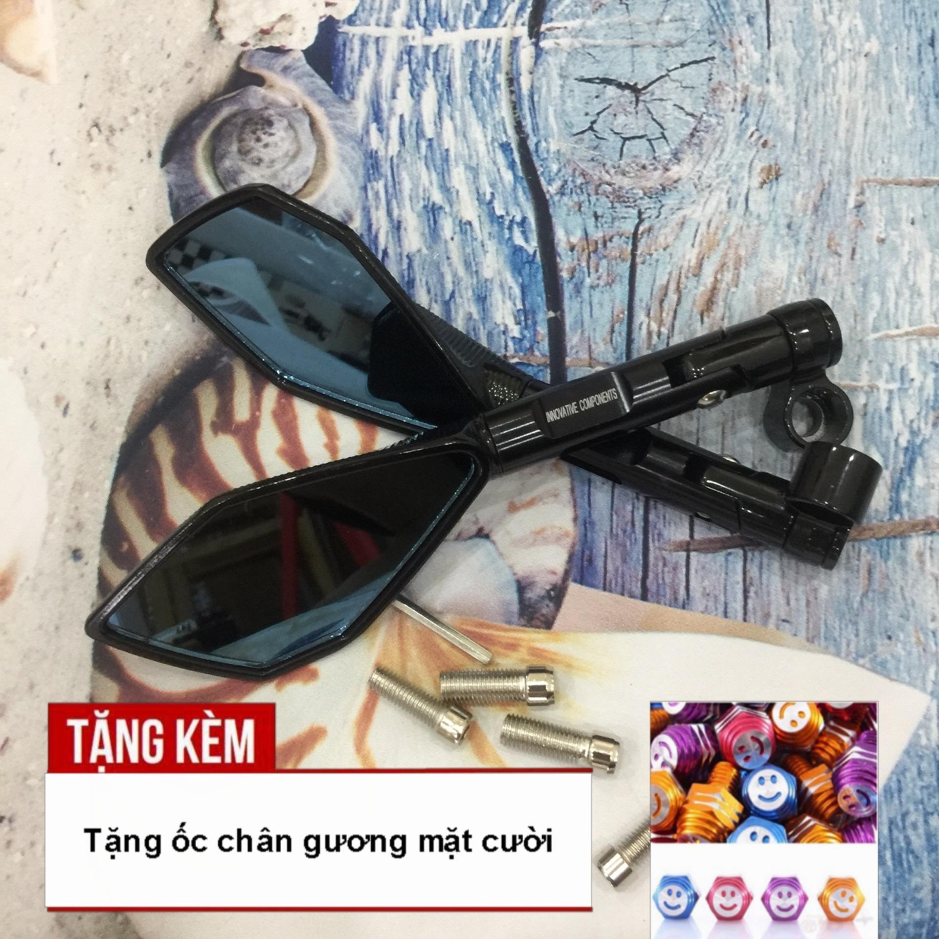 [ĐÃ BỎ SHIP LẠI CÒN TẶNG ỐC CHÂN GƯƠNG] Trọn bộ gương 5 cạnh RIZOMA độ xe máy siêu chất FS66-3 (màu đen)