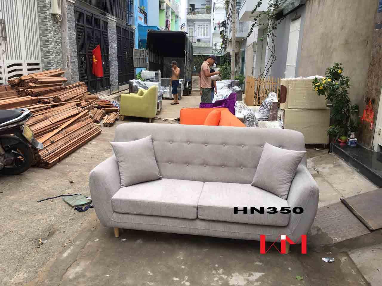 Sofa băng dài HN350 ((200x90x75 cm) thêm 2 ghế đôn))