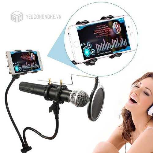 Combo 3 món chân kẹp mic, đt, màn lọc chuyen nghiệp ( 3in1 )