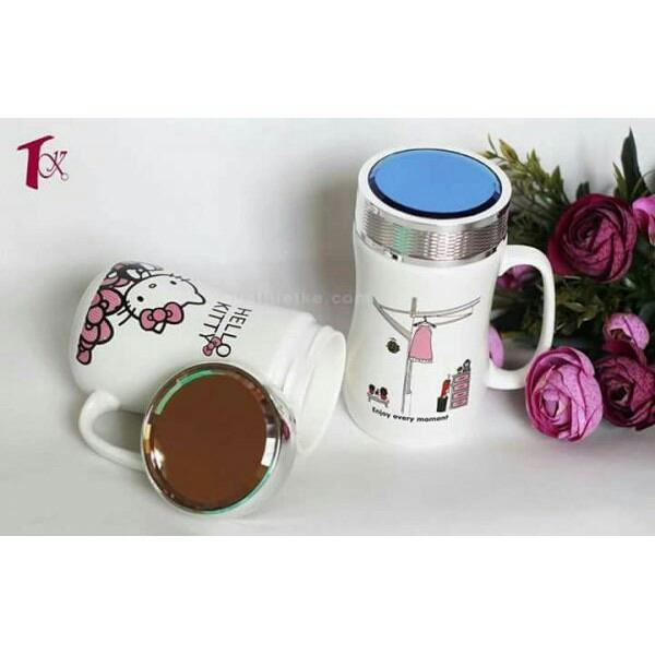 Combo 2 Ly sứ giữ nhiệt có nắp đậy