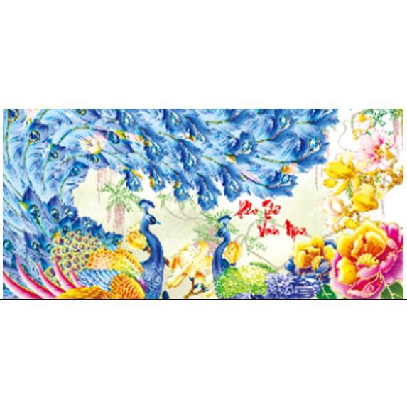 Tranh gắn đá kim cương abc vũ điệu khổng tước yn5345 kt 99*50cm