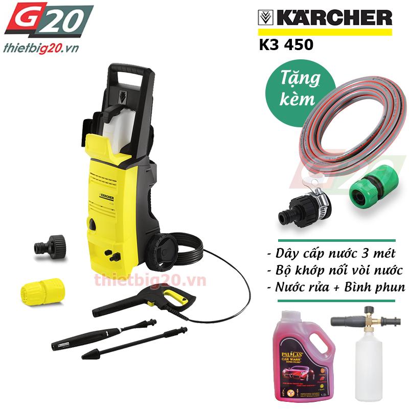 [Trả góp 0%]Máy rửa xe mini gia đình Karcher K3 450 KAP (Kèm bình phun bọt nước rửa xe siêu bóng)
