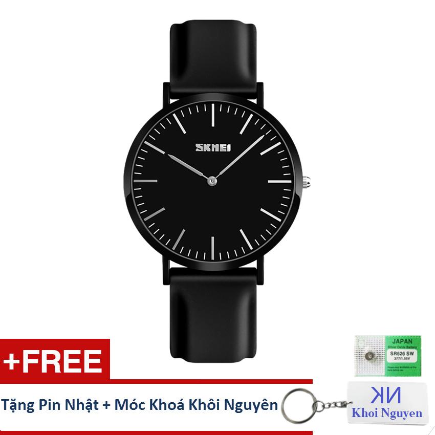 Đồng hồ nữ dây cao su skmei 91kcn79 + tặng pin nhật và móc khóa