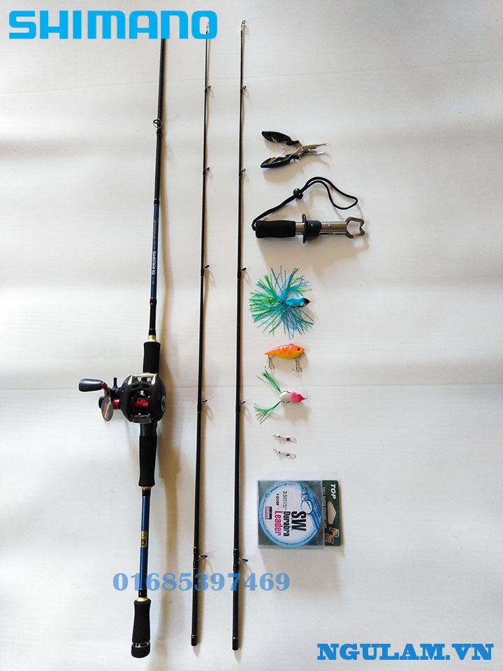 bộ cần lure máy ngang shimano 2 ngọn đầy đủ phụ kiện- cần 1m8