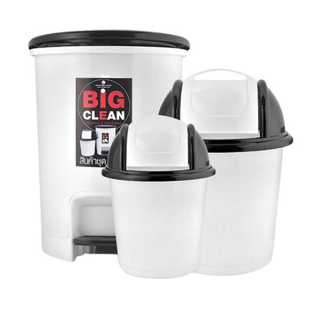 Bộ 3 sọt rác Thái Lan văn phòng Homeeasy 9930 ( trắng đen )