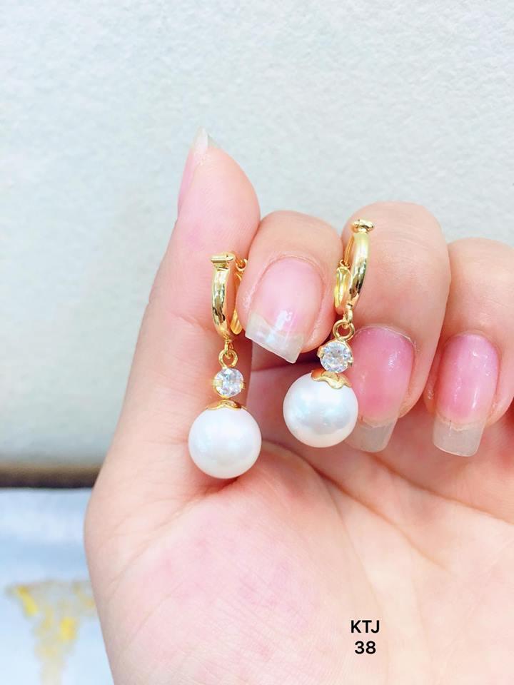 Bông tai ngọc trai vàng tây