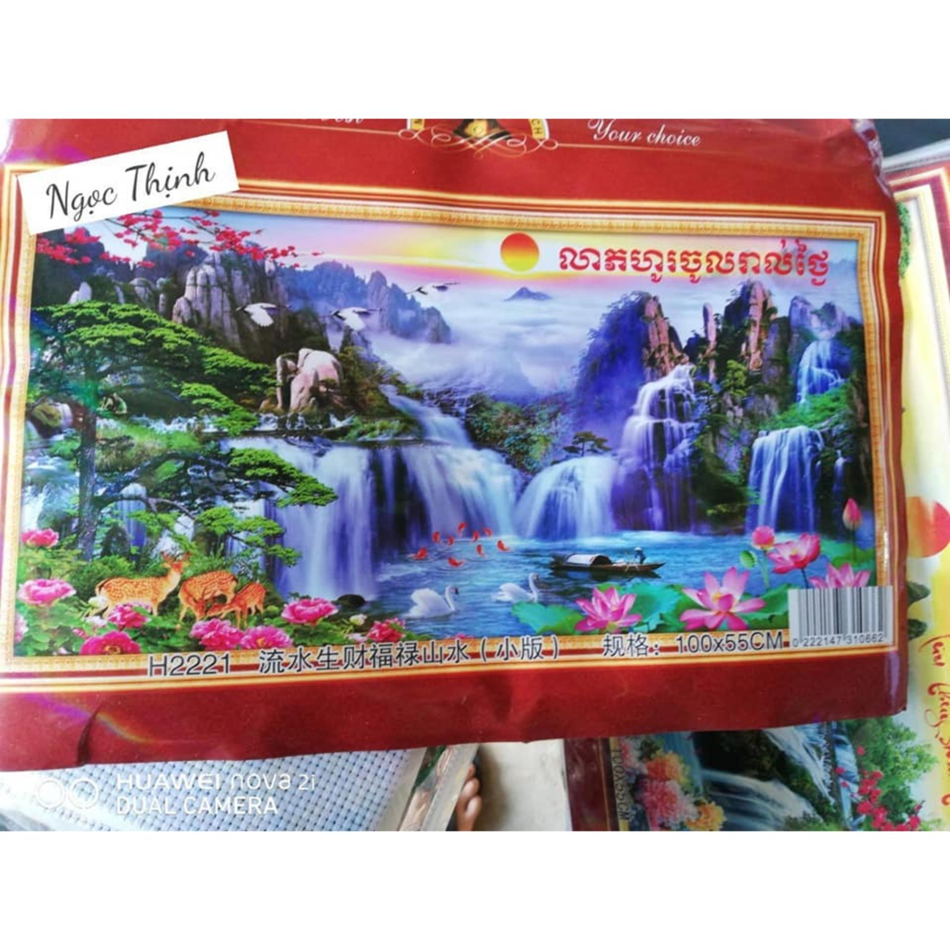 Tranh thêu chữ thâp phong canh non nước H2221 100X55CM- Ngocthinhshop