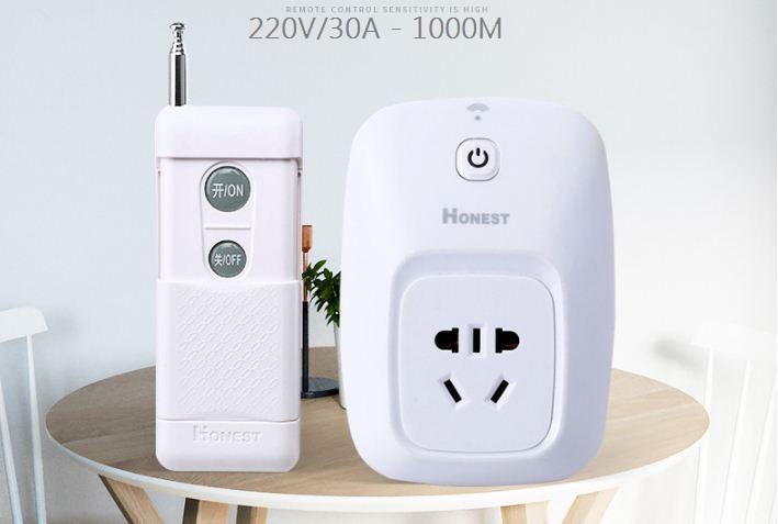 Ổ cắm điều khiển từ xa 1 km công suất lớn Honest HT-6805W mẫu mới 2019