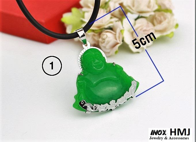 [HCM]MẶT DÂY CHUYỀN ÔNG PHẬT DI LẶC CẨM THẠCH BỌC INOX_HM01