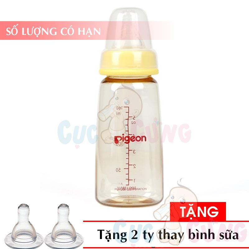 Bình sữa pigeon ppsu 160ml cổ nhỏ tặng 2 ty thay binh sua