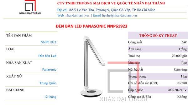 [HCM]Đèn bàn Led Panasonic NNP61923 - Màu Bạc