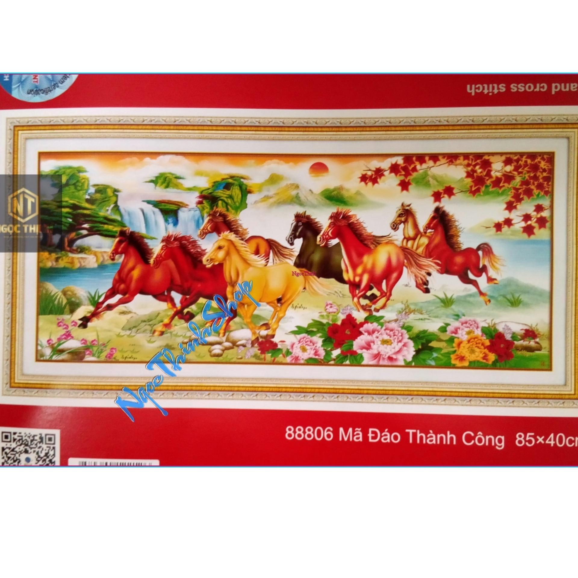 DLH-88806- Tranh thêu, đính cườm Mã Đáo Thành Công- 85*40