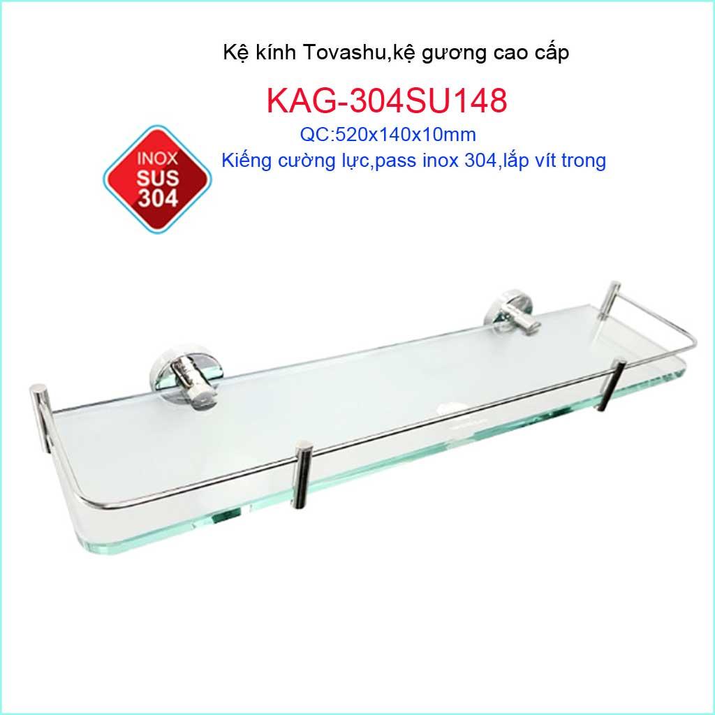 [HCM]Kệ phòng Tovashu KAG-304SU148 kệ kính cường lực Inox SUS304 Nhật Bản cao cấp siêu bền