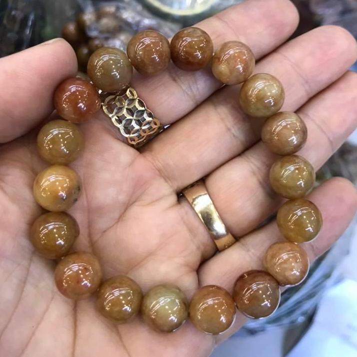 [HCM]Vòng tay ngọc cẩm thạch Jade A vàng nâu VIP 10LY