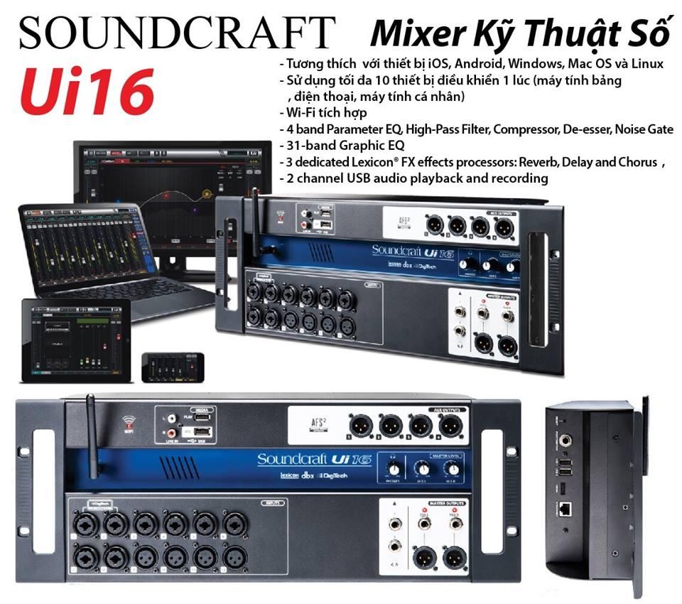 BỘ TRỘN KỸ THUẬT SỐ SOUNDCRAFT Ui16
