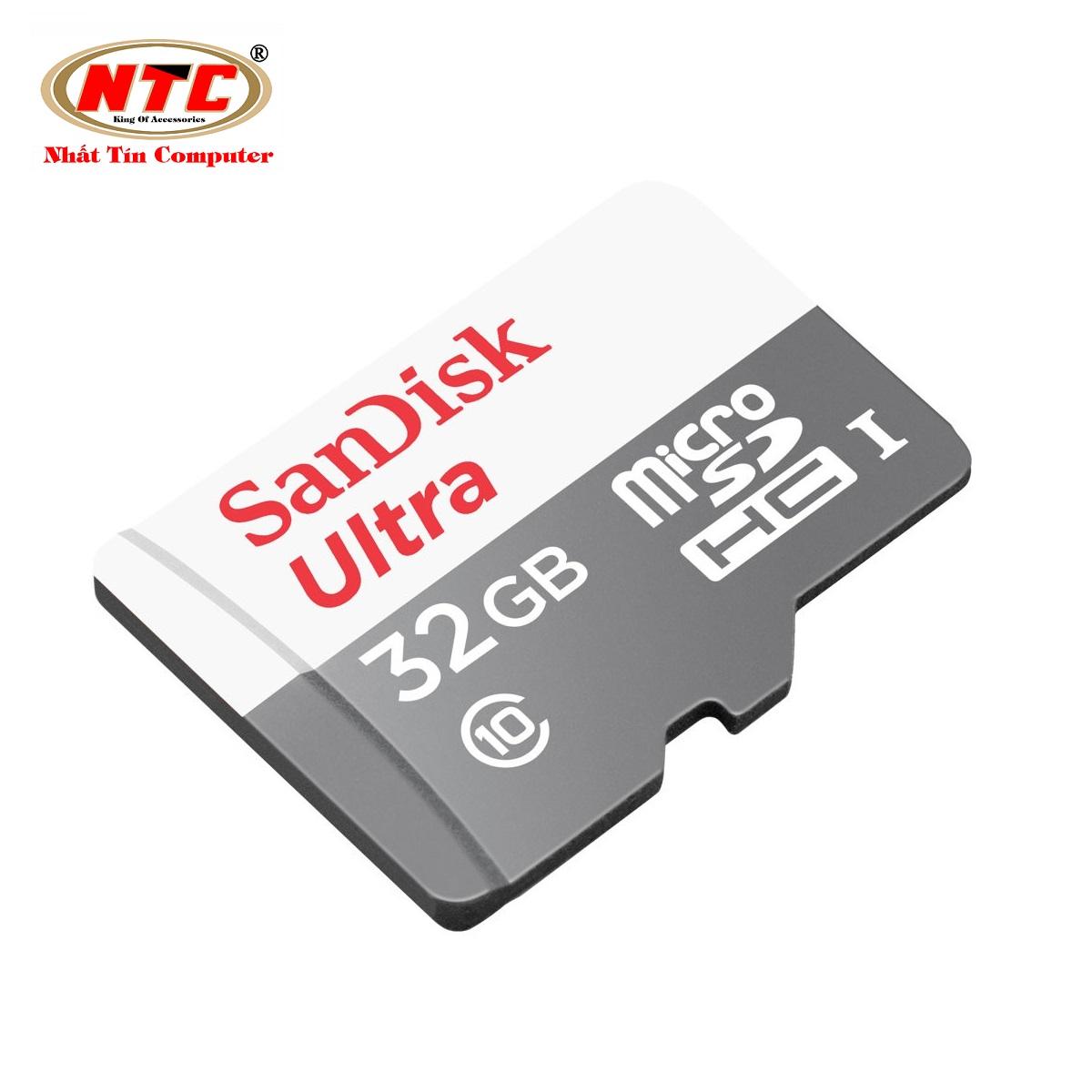 Thẻ nhớ MicroSDHC SanDisk Ultra 32GB Class 10 đọc 100MB/s ghi 35MB/s (Xám) Nhất Tín Computer