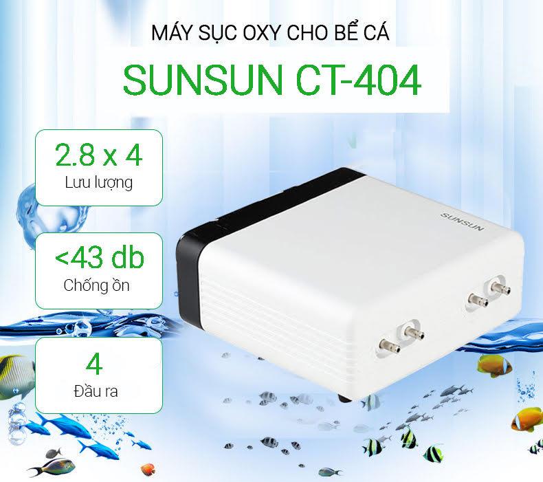 Máy sủi oxy cho bể cá 1200 lít SUNSUN CT-404