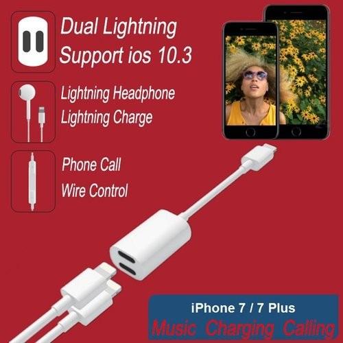 Cáp Lightning 2in1 chia Sạc và Tai nghe cho Iphone