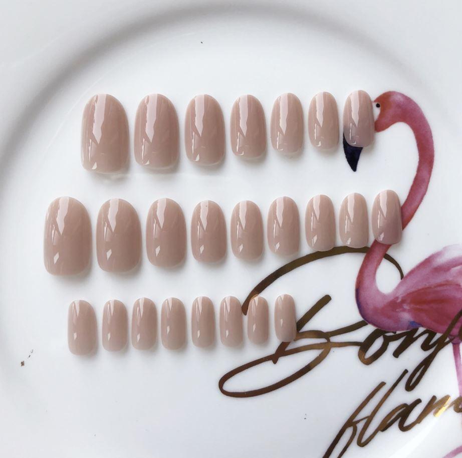 Bộ 24 móng tay giả nude đầu nhọn (kèm keo)