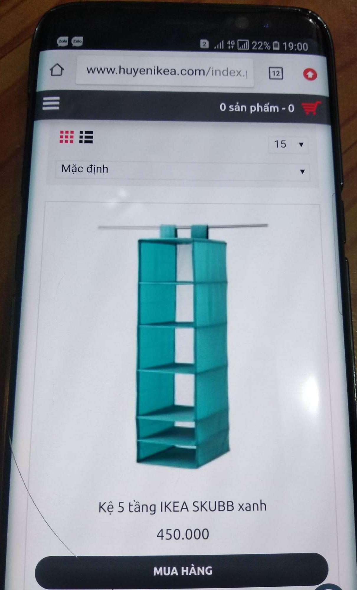Giá treo trong tủ quần áo 6 ngăn ikea skubb 35x45x125cm