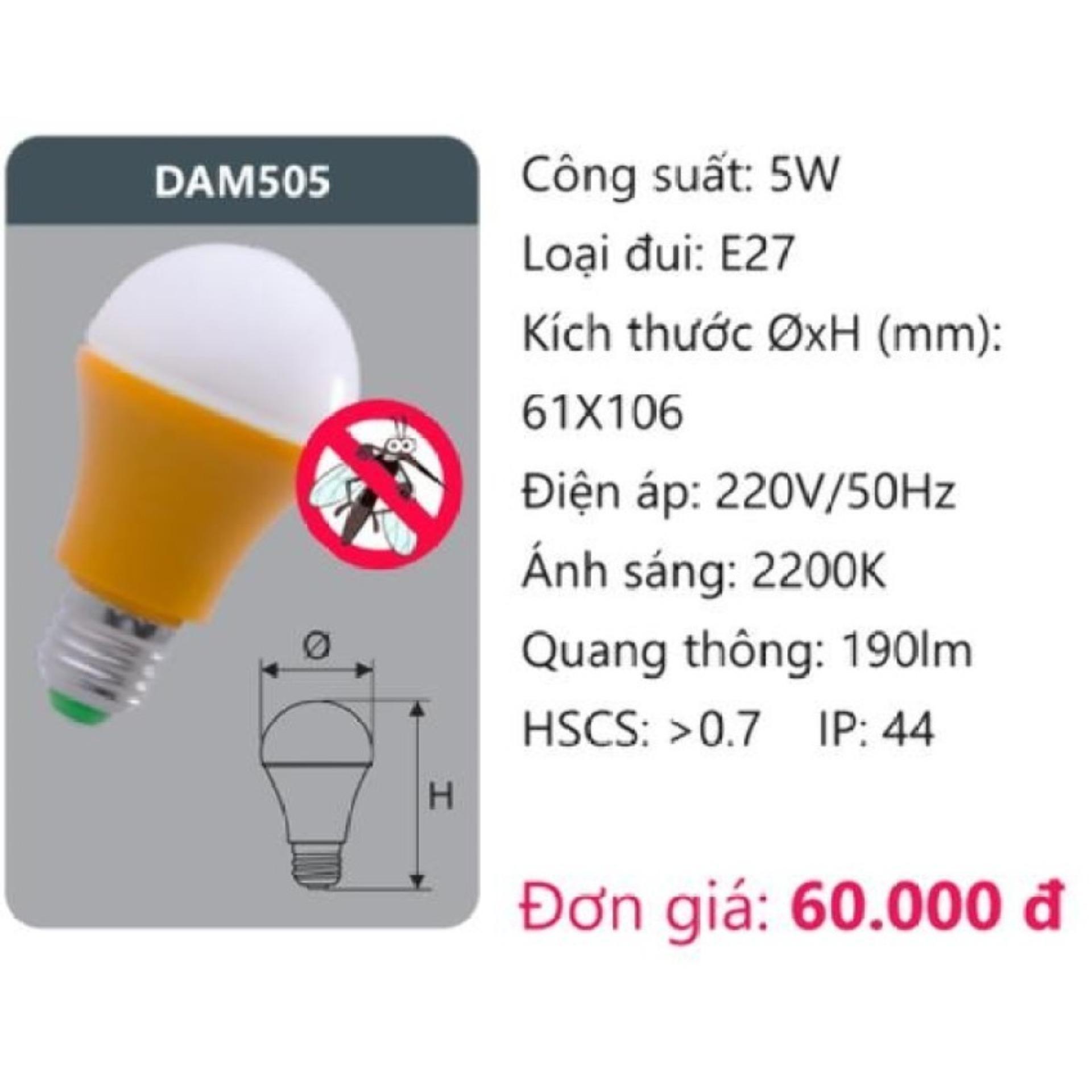 BÓNG LED ĐUỔI MUỖI 5W (DAM505)