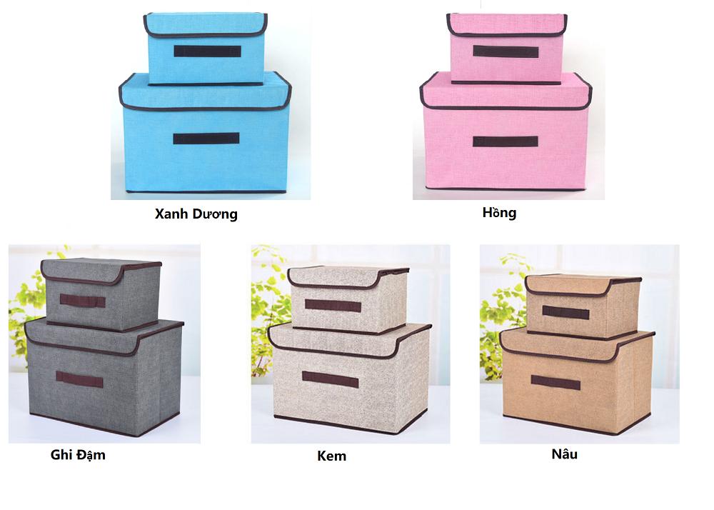 SÉT 2 TÚI VẢI ĐỰNG ĐỒ KHUNG CỨNG PHONG CÁCH HÀN QUỐC