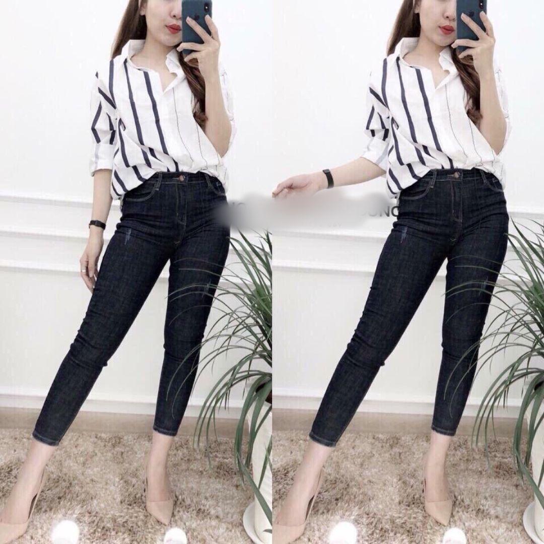Áo sơ mi nữ phối sọc SM793