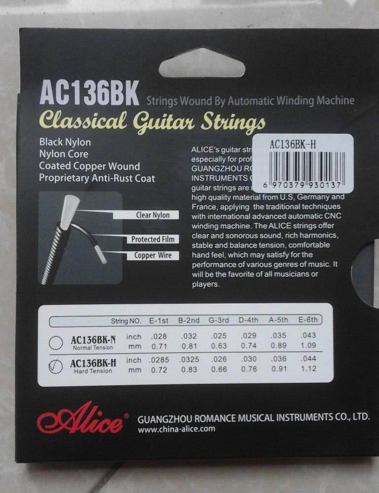 [ Giá Tốt ] Dây đàn guitar classic Alice AC136BK( nylon đen)