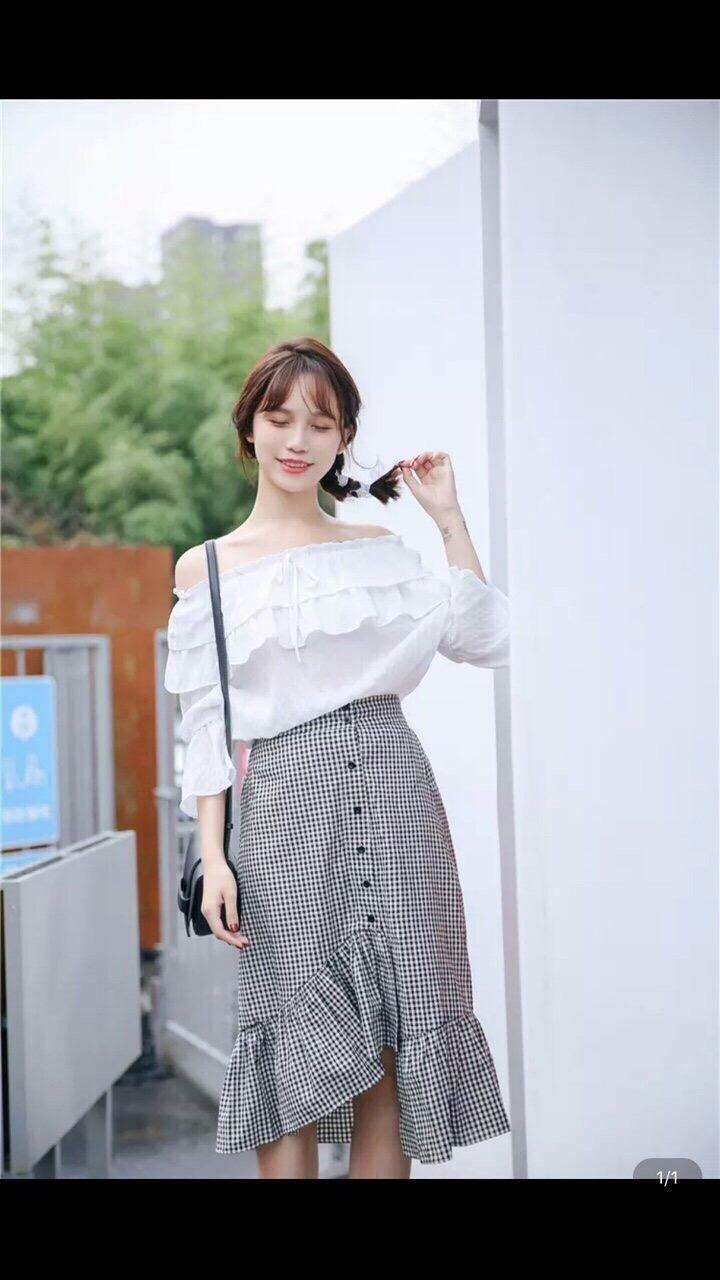 [HCM]CHÂN VÁY SỌC KATE BÈO CHÉO