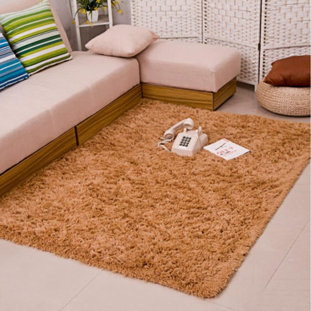 1.4 x 2m Fluffy Fashion Modern Floor Area Rug Carpet Mat Non-slip for Living Room Bedroom Bathroom Home Accessory Supplies Khaki