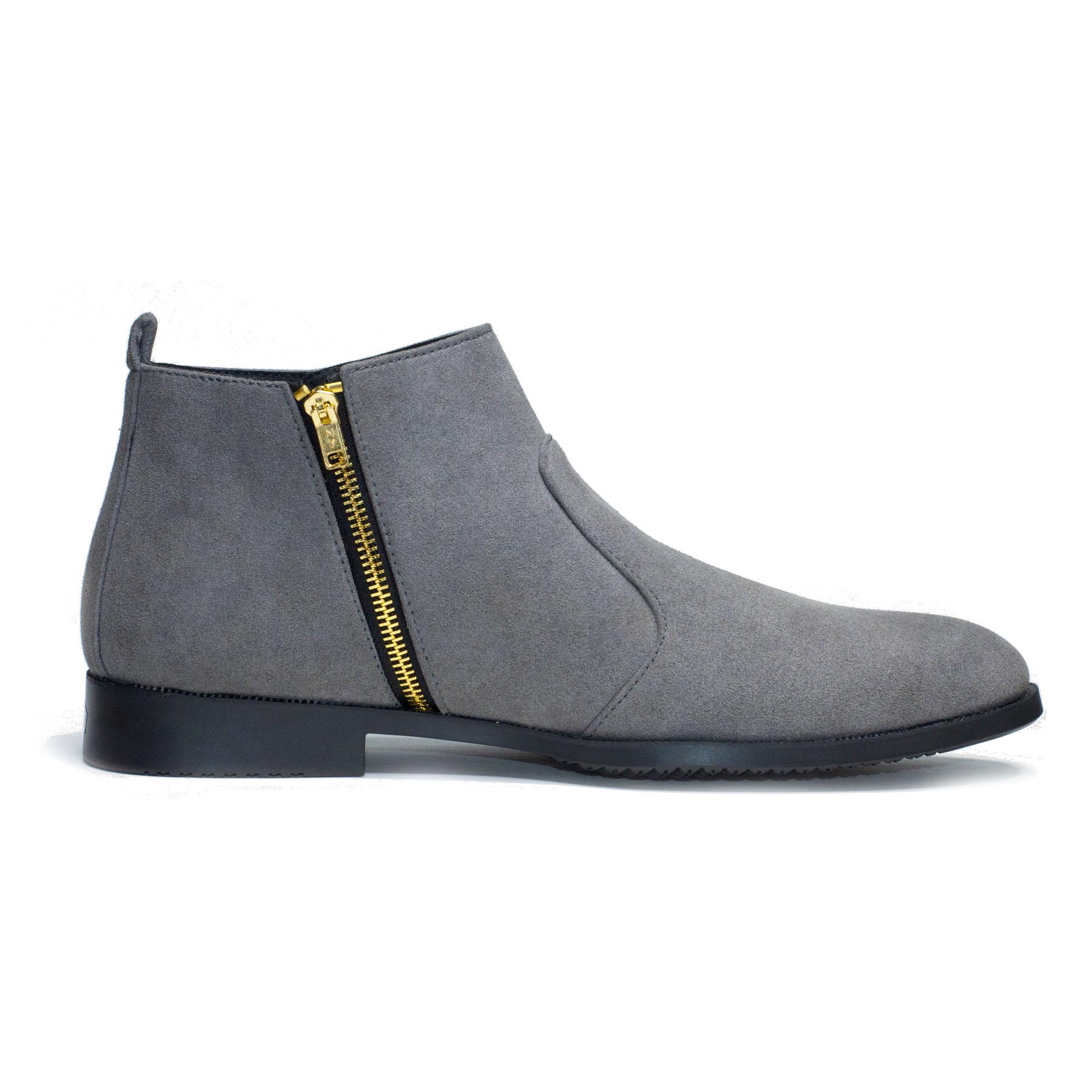 Giày Chelsea boot nam đẹp cổ khóa da xám CB523(TL)