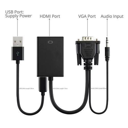 Dây cáp chuyển đổi VGA ra HDMI ( chuyển từ máy tính ra TV, máy chiếu)