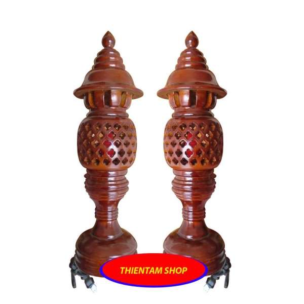 Đèn trưng bàn thờ gỗ tràm màu đỏ saize 10 x 34 (DTD34)