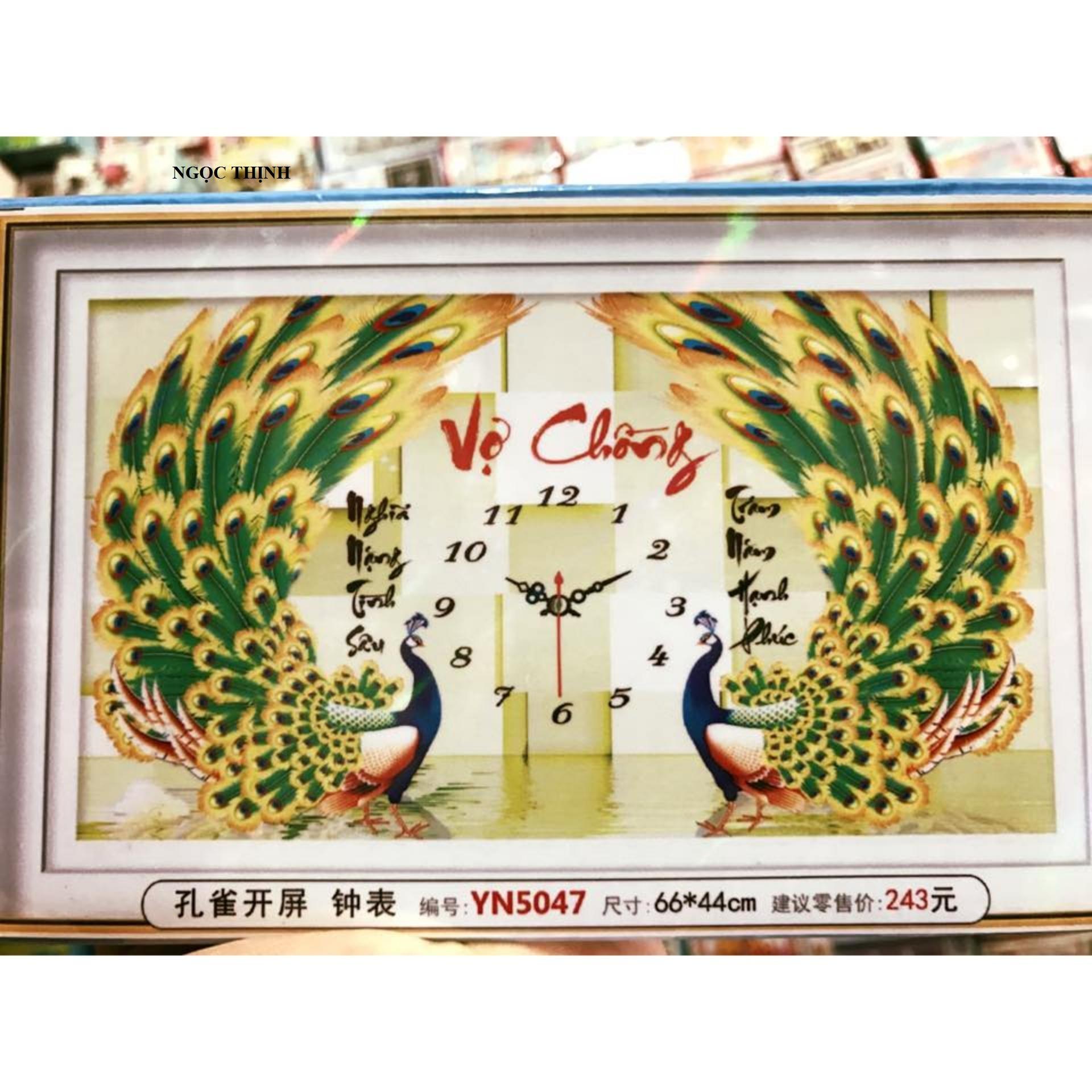 Tranh đính đá cao cấp đồng hồ vợ chồng YN5047- Ngocthinhshop